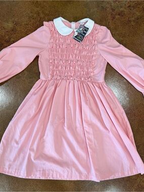 Women’s Costume “Little Girl” Pink Smocked Long-Sleeve Dress